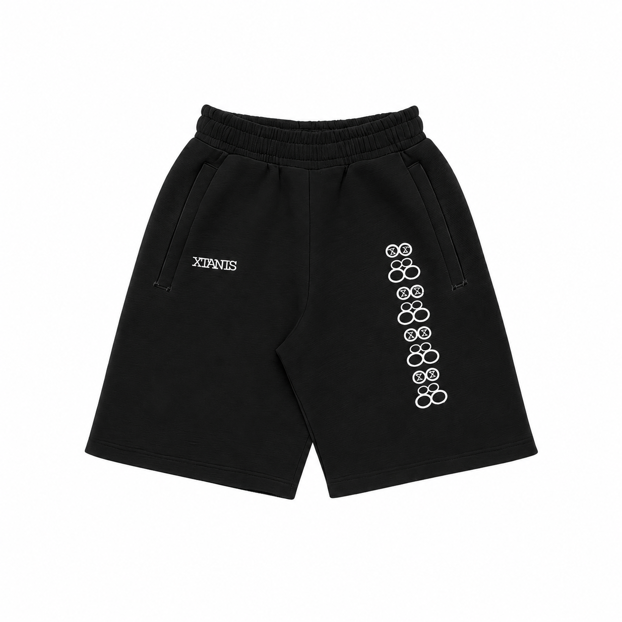 BLACK STENOGRAPH SWEAT SHORTS | XTANTS